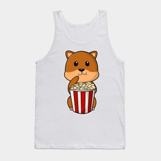 Hamster with Cone of Popcorn Tank Top